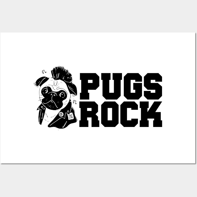 Cute & Funny Pugs Rock Pug Owners Rocker Wall Art by theperfectpresents